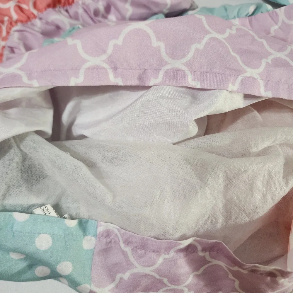 Pastel Ruffled pillow shams Polka Dot Quatrefoil Tiered colorful cute girl decor
